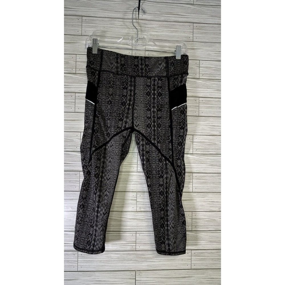Athleta Prisma Stride Capri Legging Womens Small Black Granite Grey Style 983394